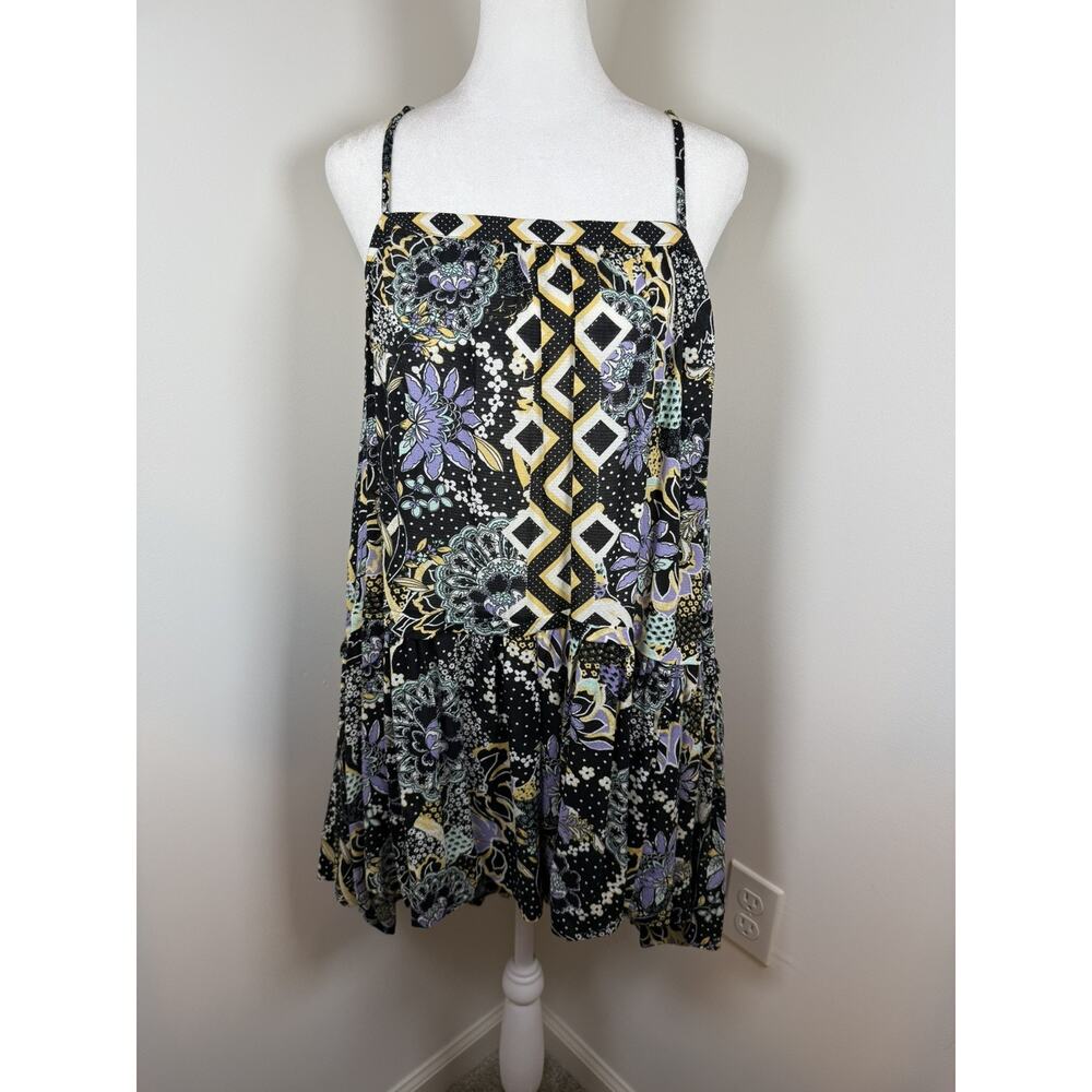 Free People Intimately Get A Clue Minidress in Black Floral Size Small Festival
